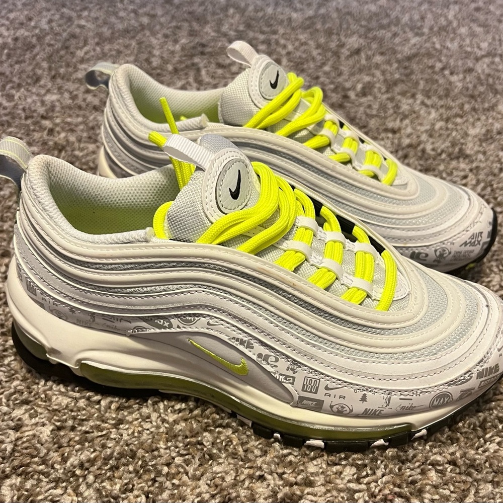 Nike Air Max 97 White and Neon Sneakers